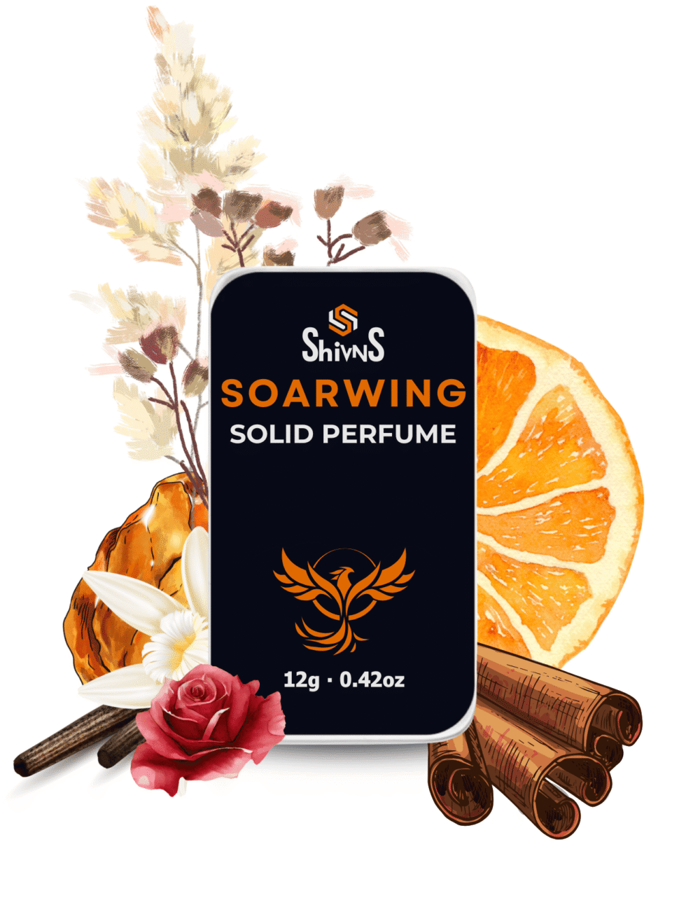 Soarwing Solid Perfume by Shivns zesty saffron and rose luxury balm.
