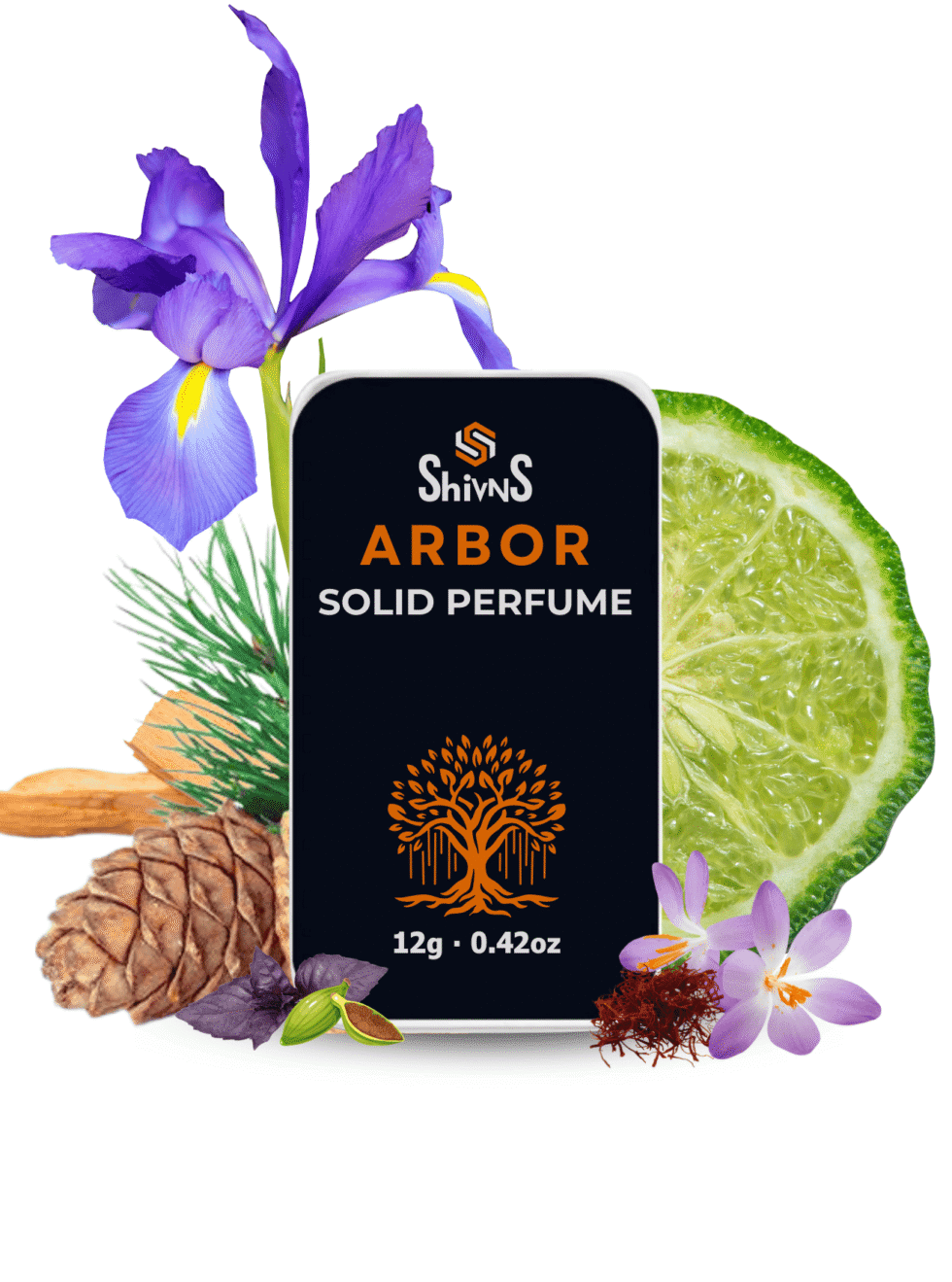 Arbor Solid Perfume by Shivns earthy cedarwood and pine luxury balm.